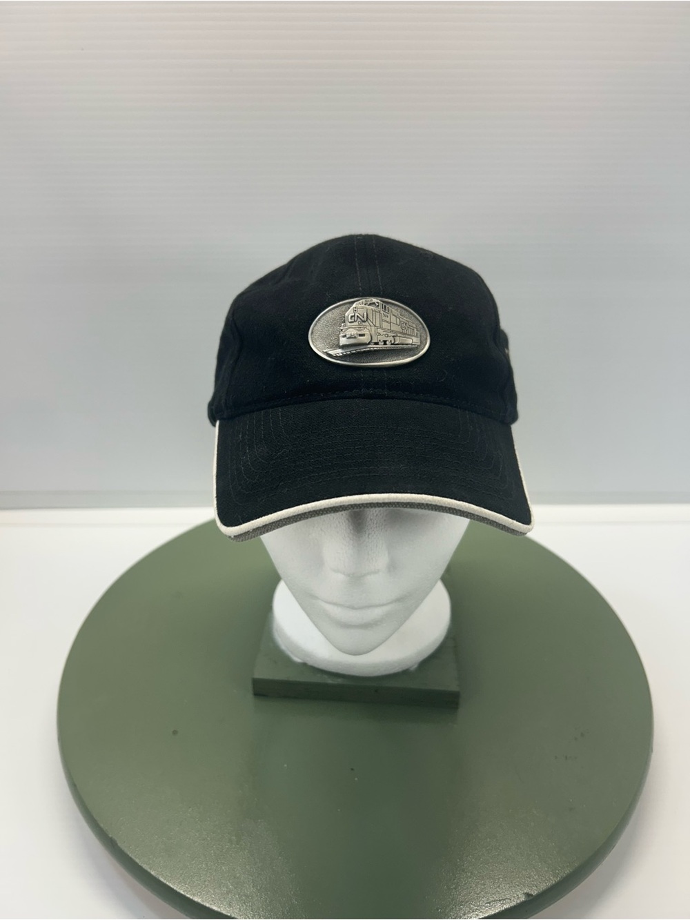 Vintage CN Railway Ball Cap with Metal Train Emblem
